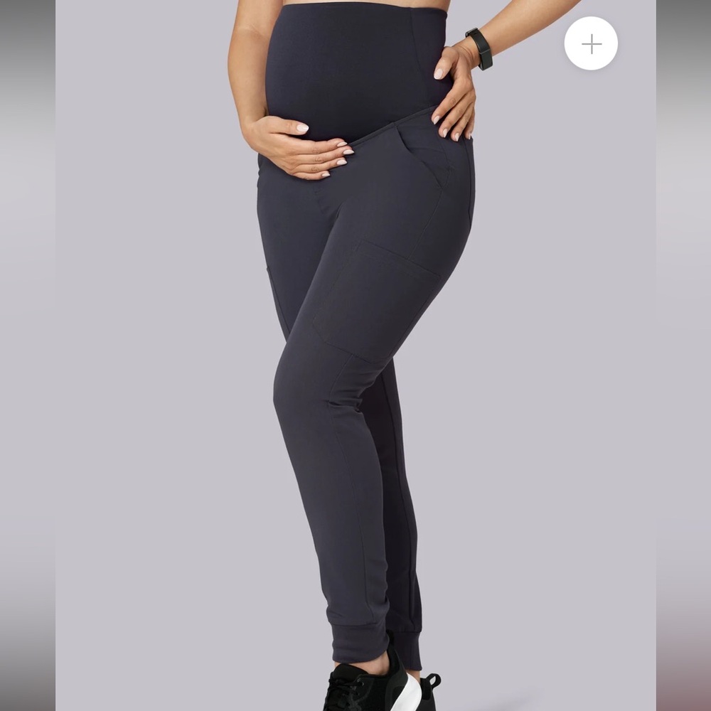 Mandala Maternity High-Waist Joggers in Charcoal Gray